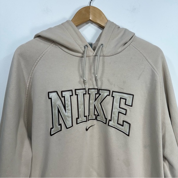 Vintage Nike Beige Center Swoosh Hoodie - Picture 2 of 12